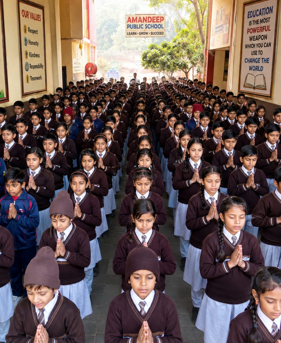 Amandeep Public School Students Morning Assembly
